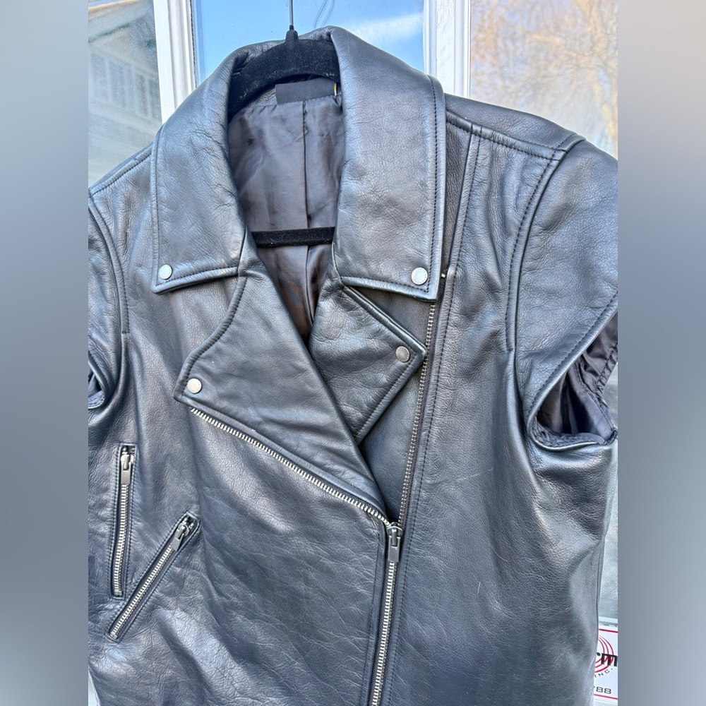 Saturdays by Kate Spade Leather Biker Vest szL - Picture 2 of 11